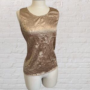 Gold crinkle satin like Y2K tank top from TESS